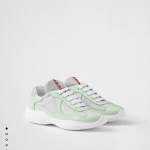 Prada Light Green and Gray Mesh Sneakers